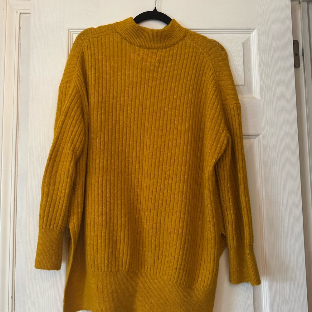 H&M Yellow Cowl Neck Sweater with Ribbed Knit